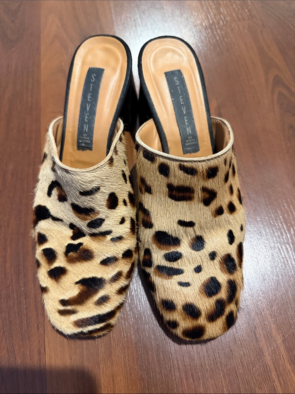 Vintage Y2K Steven By Steve Madden Leopard Print Mule - Real Fur